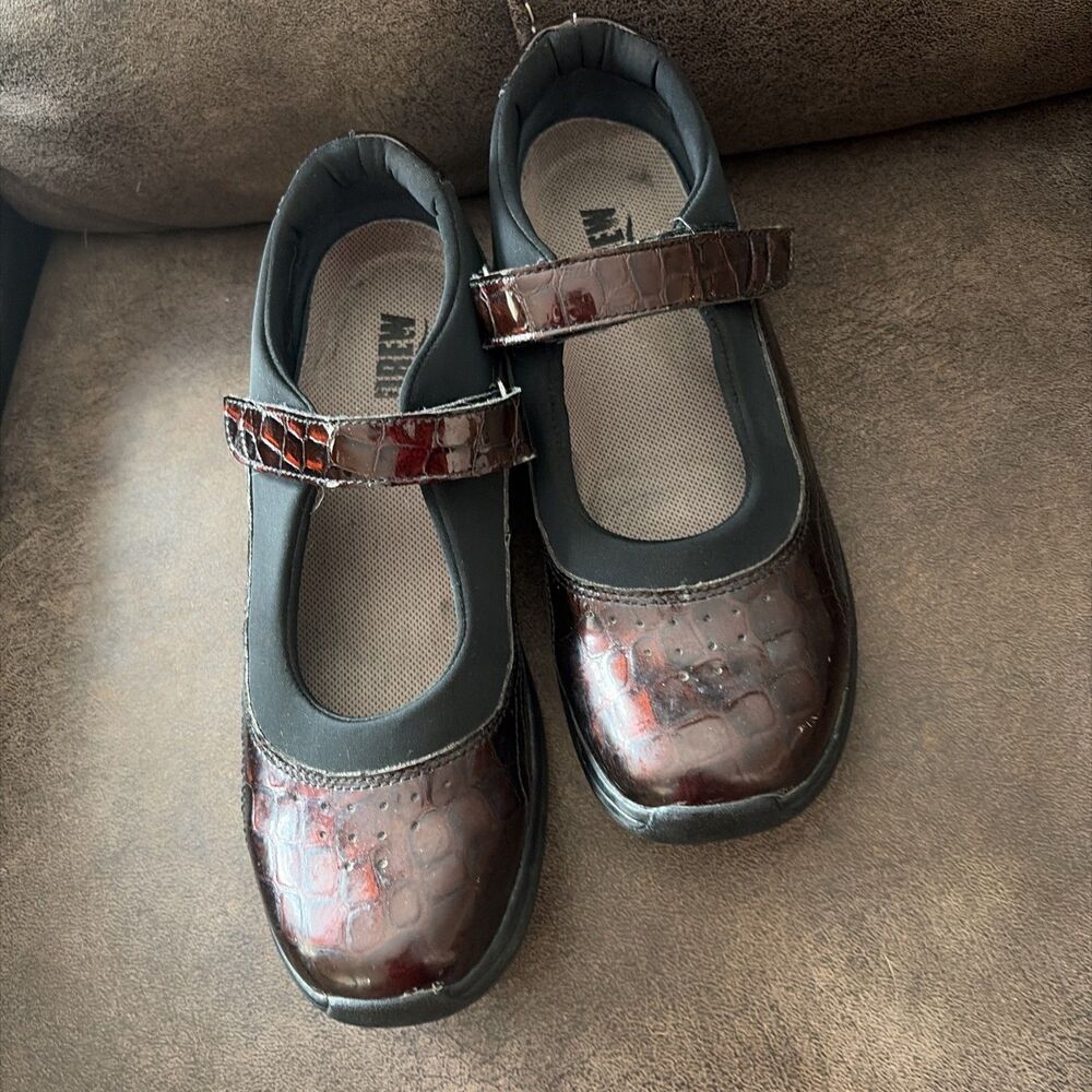 DREW Rose Women 10N Croc Hook & Loop Strap Leather Comfort Shoes Mary Jane